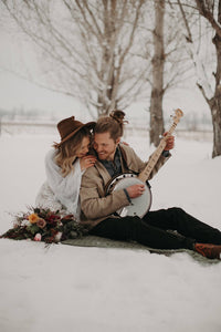 Fringe-fully Fantastic long sleeves boho lace gown custom made for your lovely special day