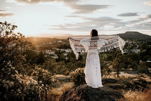 Her Soul's Delight lace shawl in antique white