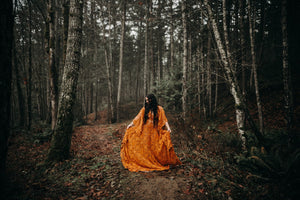 The Sienna Sunset Dress in hand dyed burnt orange