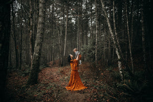 The Sienna Sunset Dress in hand dyed burnt orange